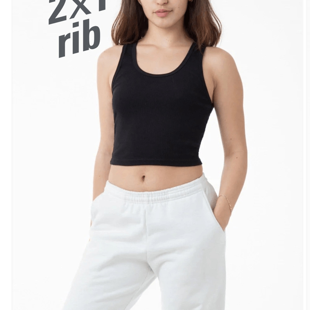 NEW! Los Angeles Apparel,Classic Black Women's cotton spandex Tank Top